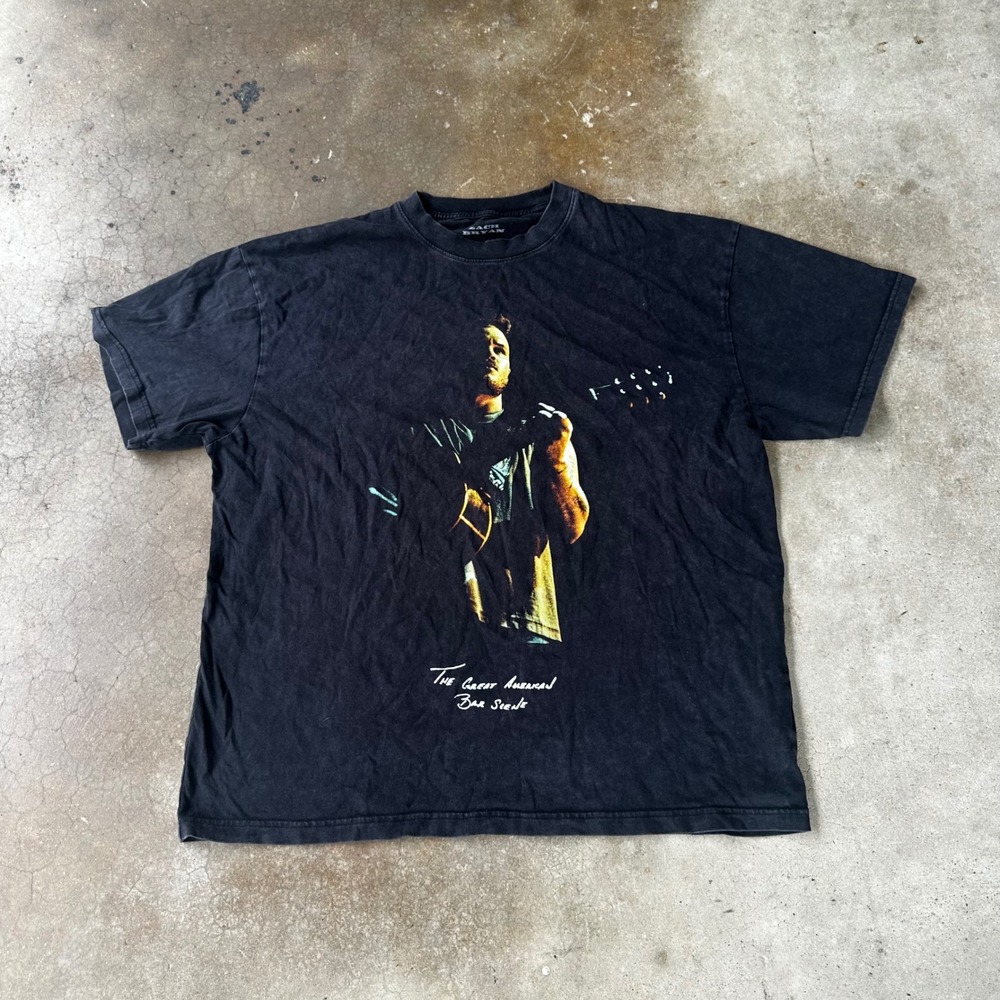 Zach Bryan T-Shirt Mens Large Black Excellent Great American Bar Scene Graphic